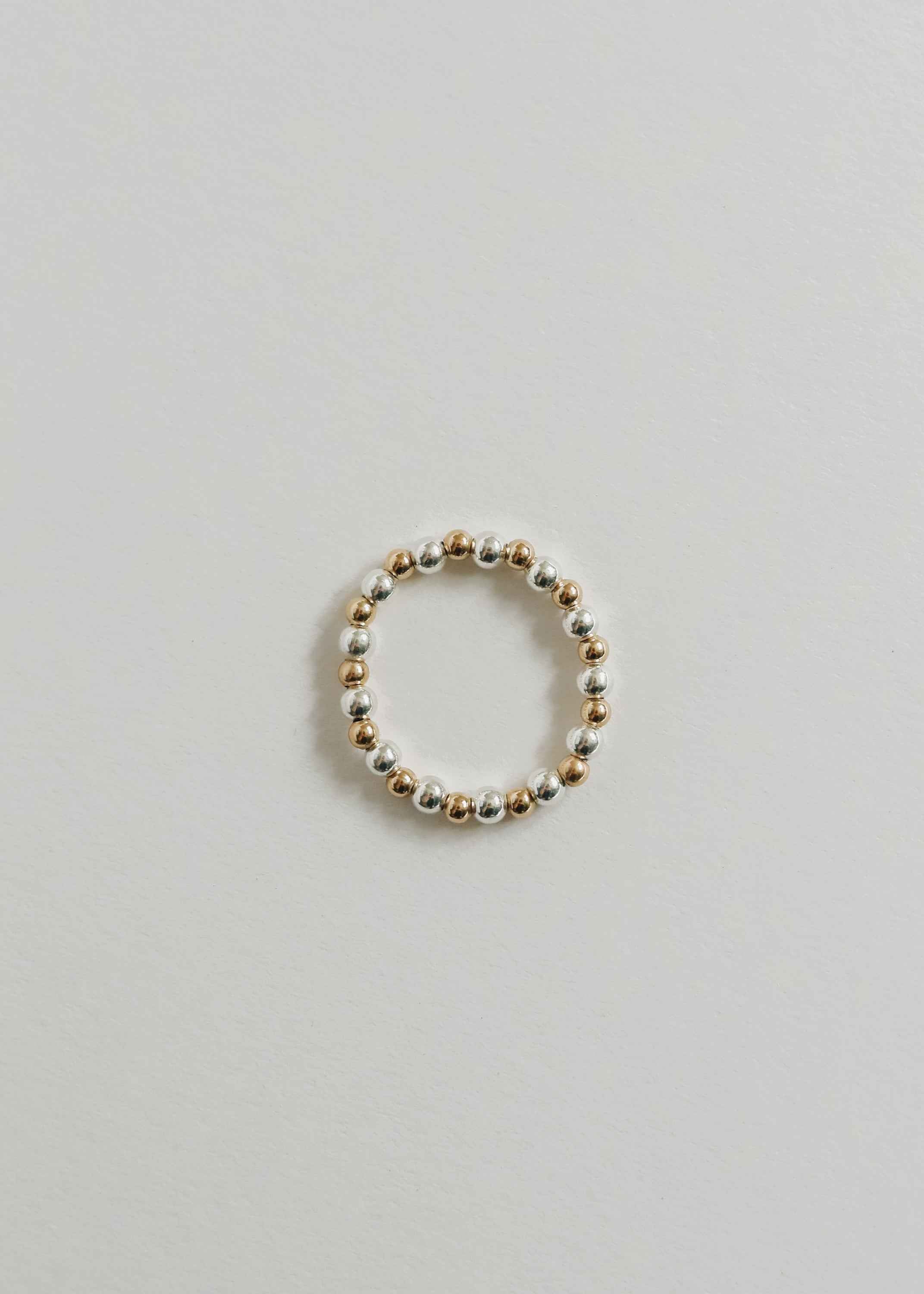 Sterling Silver + 14k Gold Filled || Beaded Stretch Ring