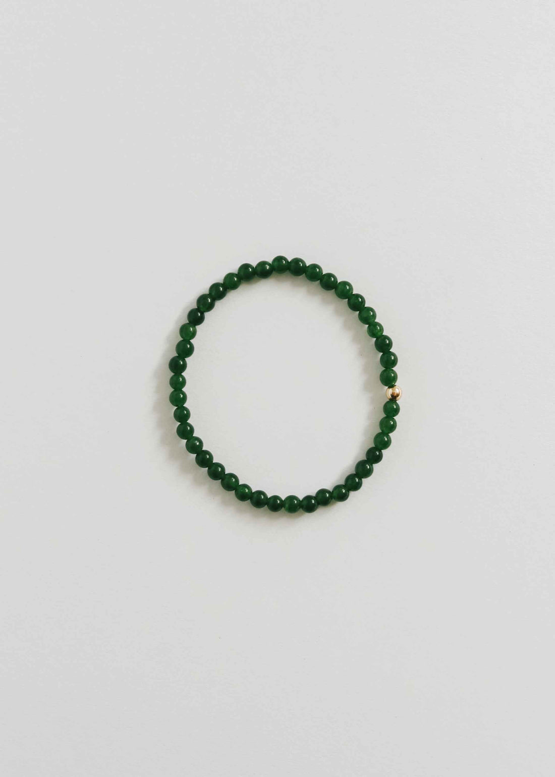Dainty Green Jade + 14K Gold Filled || Beaded Stretch Bracelet