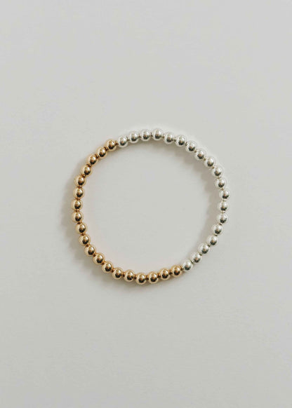 Sterling Silver + 14k Gold Filled Moon || Beaded  Bracelet