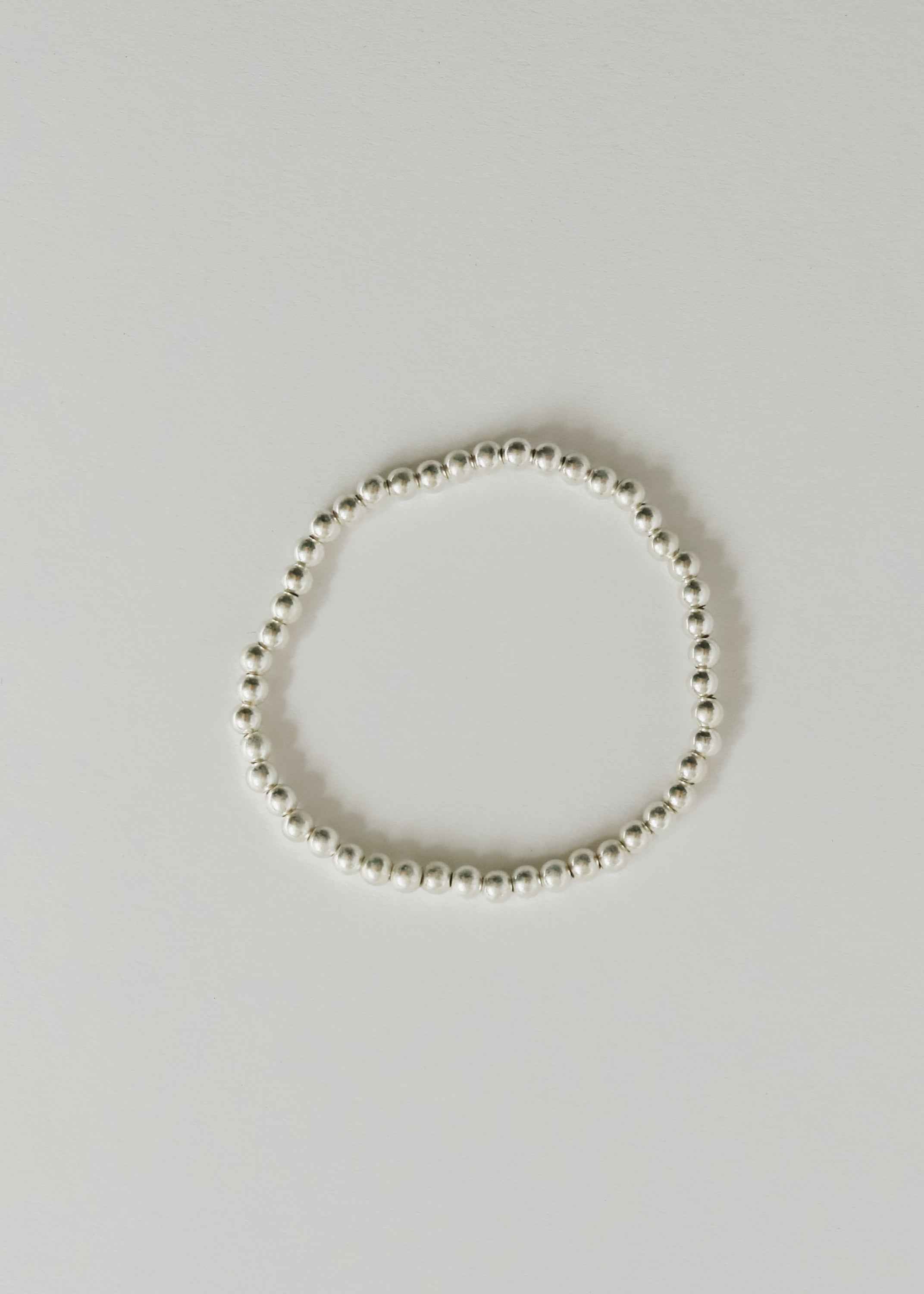 Sterling Silver || Beaded Stretch Anklet or Bracelet