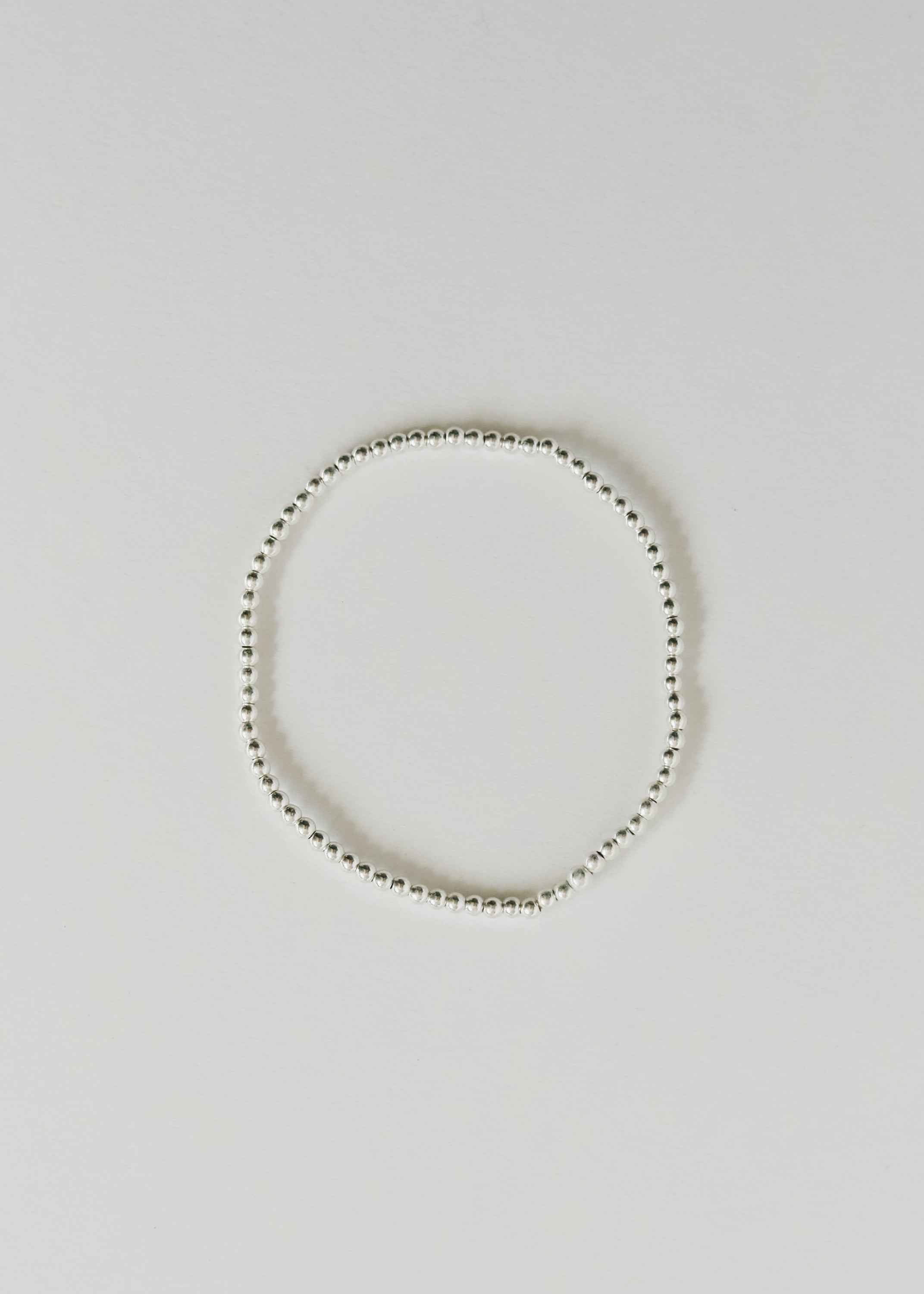 Sterling Silver || Beaded Stretch Anklet or Bracelet