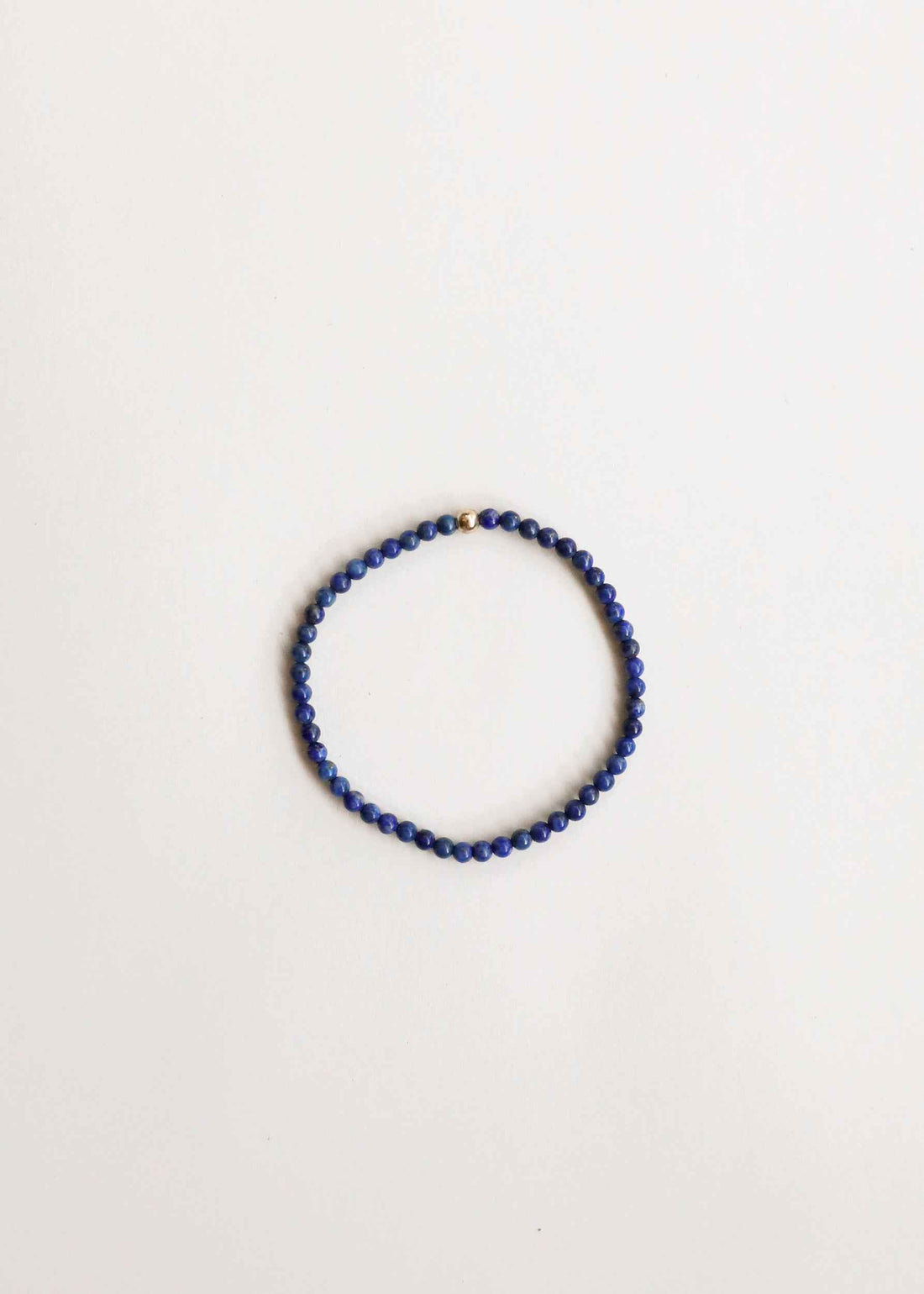 Lapis Lazuli + 14K Gold Filled Beaded Stretch Bracelet