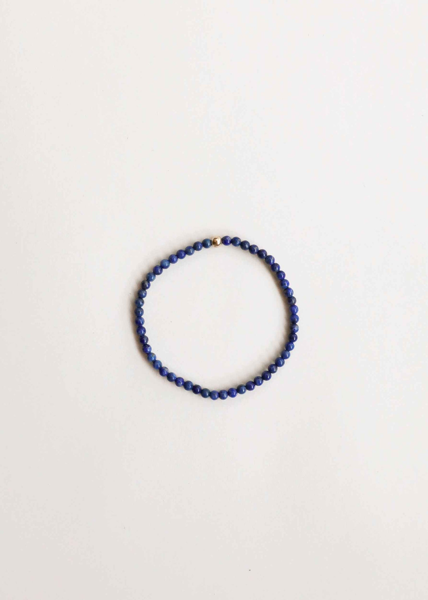 Lapis Lazuli + 14K Gold Filled Beaded Stretch Bracelet