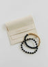 Shungite : 14k Gold Filled Sun + Moon || Stretch Bracelets