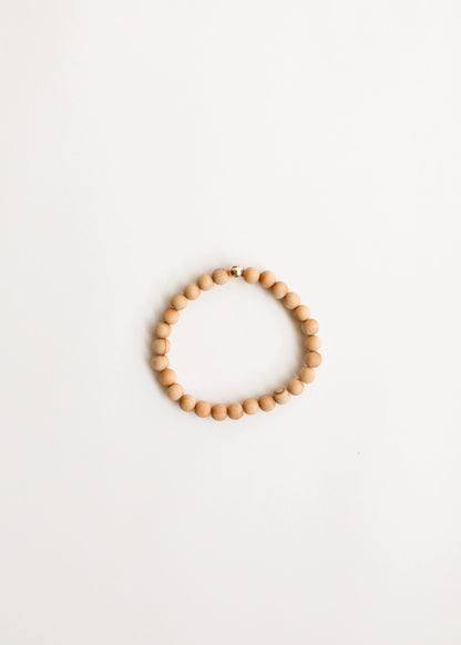 Cypress Wood + 14K Gold Filled || Beaded Stretch Bracelet by CanyonLeaf