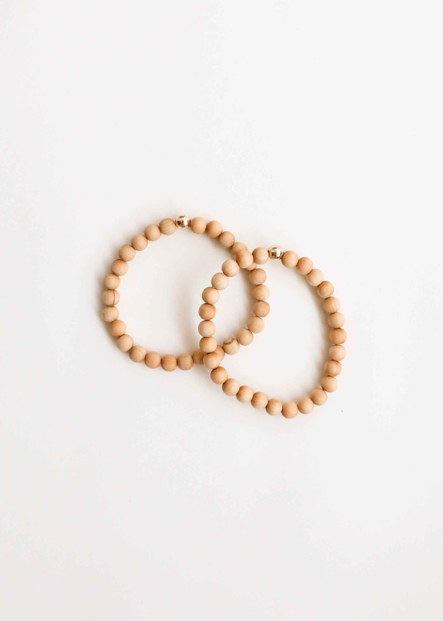Cypress Wood + 14K Gold Filled || Beaded Stretch Bracelet