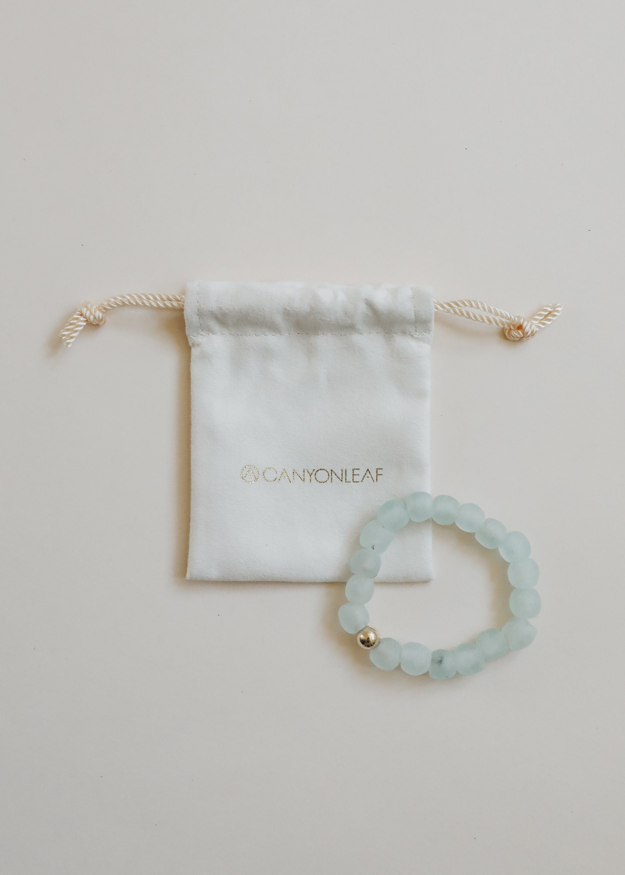 Blue Sea Glass + 14k Gold Filled or Sterling Silver || Stretch Bracelet by CanyonLeaf