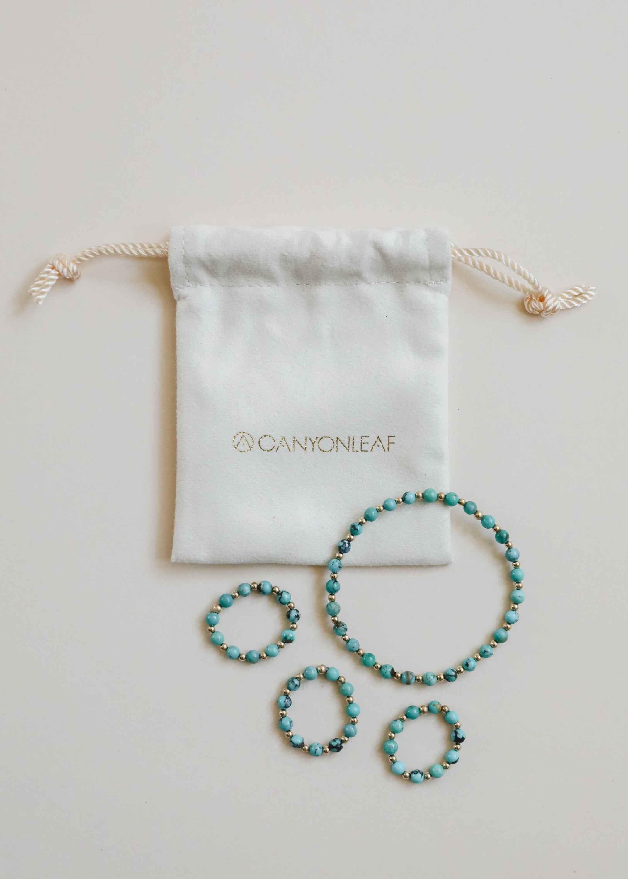 Natural Turquoise + 14k Gold Filled Sun || Stretch Ring