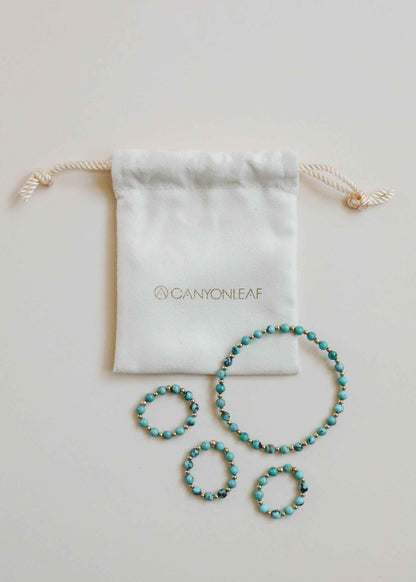 Natural Turquoise + 14k Gold Filled Sun || Stretch Ring