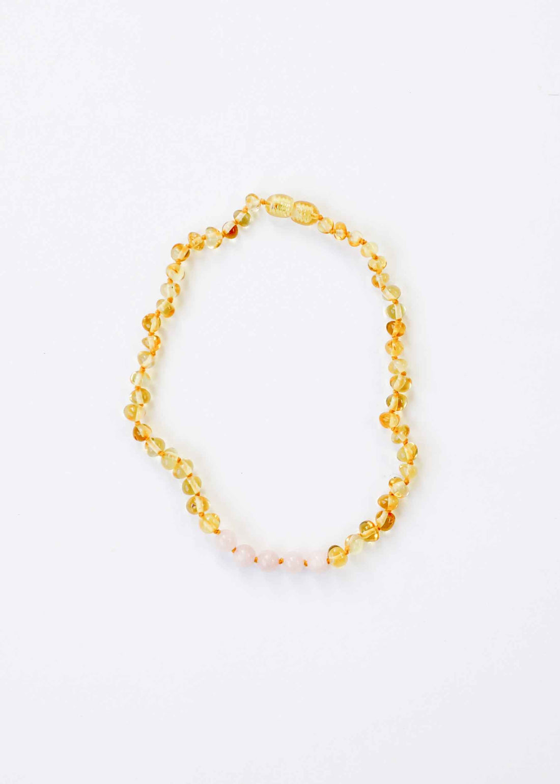 Polished Honey Baltic Amber + Rose Quartz || Necklace