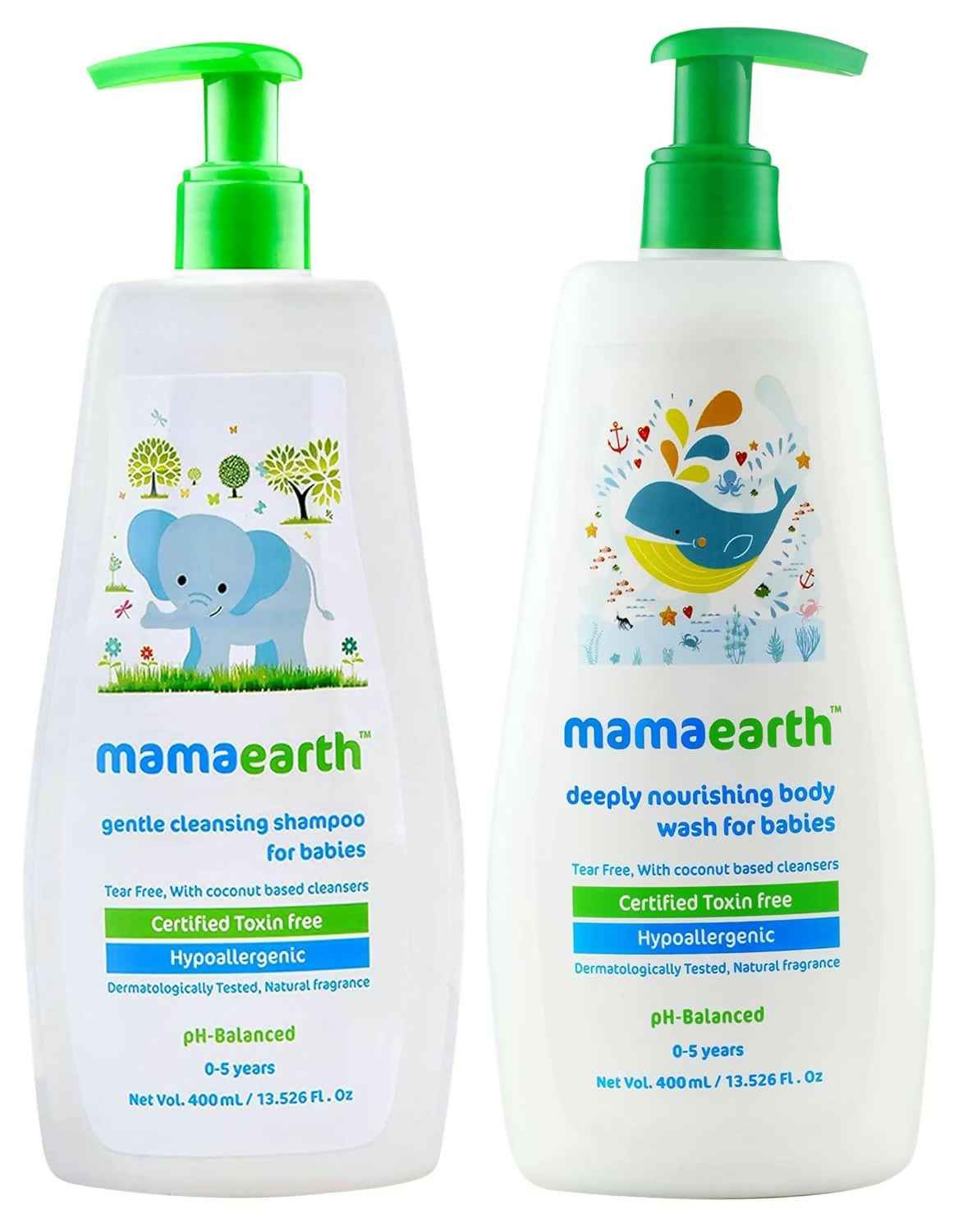 Mamaearth Gentle Cleansing Natural Baby Shampoo &amp; Mamaearth Deeply Nourishing Natural Baby Wash