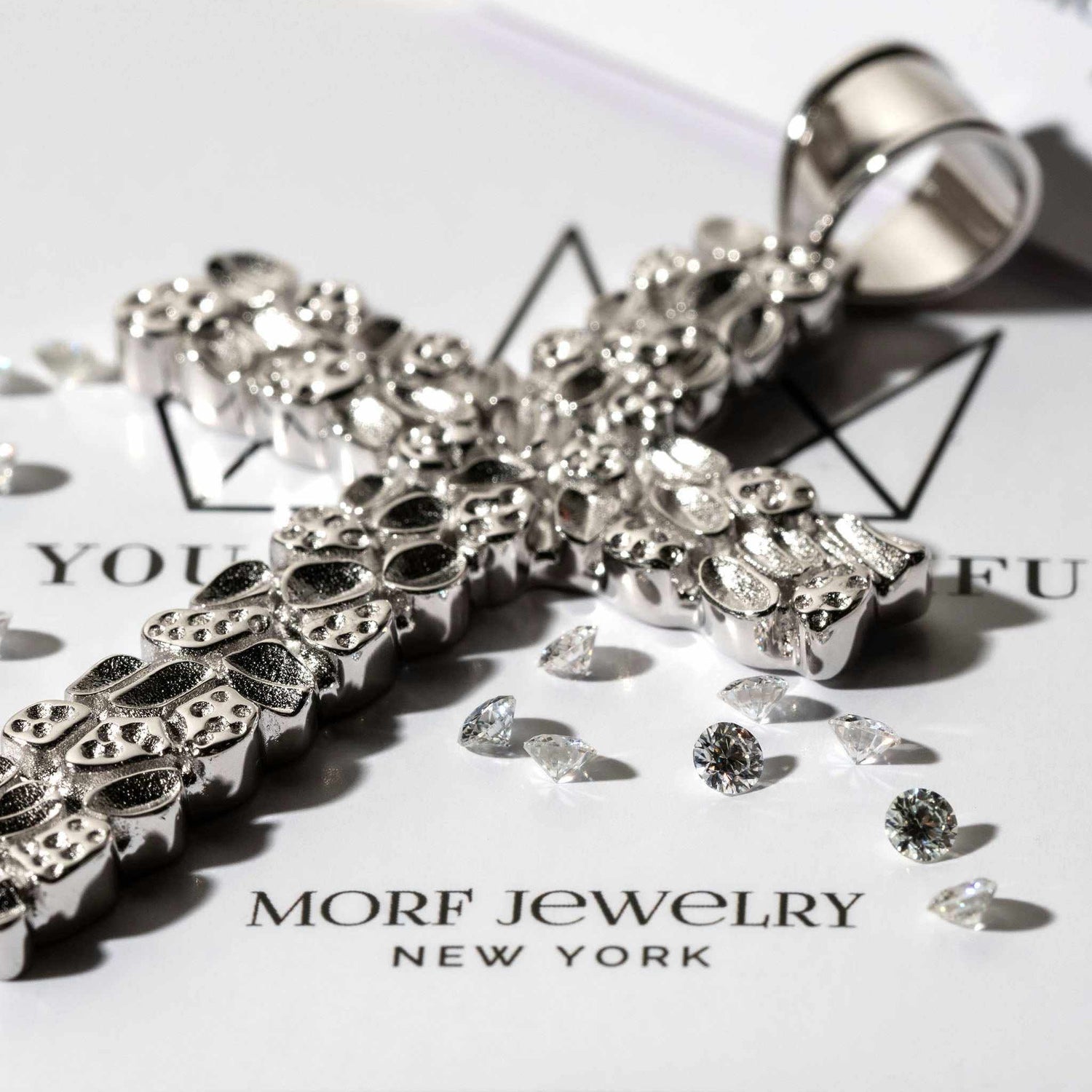 Nugget Cross Pendant Religious 925 Sterling Silver - DestGlow