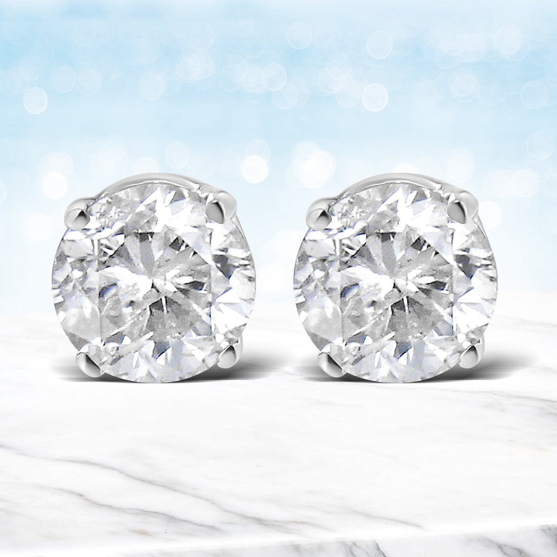 14K White Gold 5/8 Cttw Round Brilliant-Cut Lab Grown Diamond Classic 4-Prong Push back Stud Earrings (F-G Color, VS1-VS2 Clarity) by Bids.com