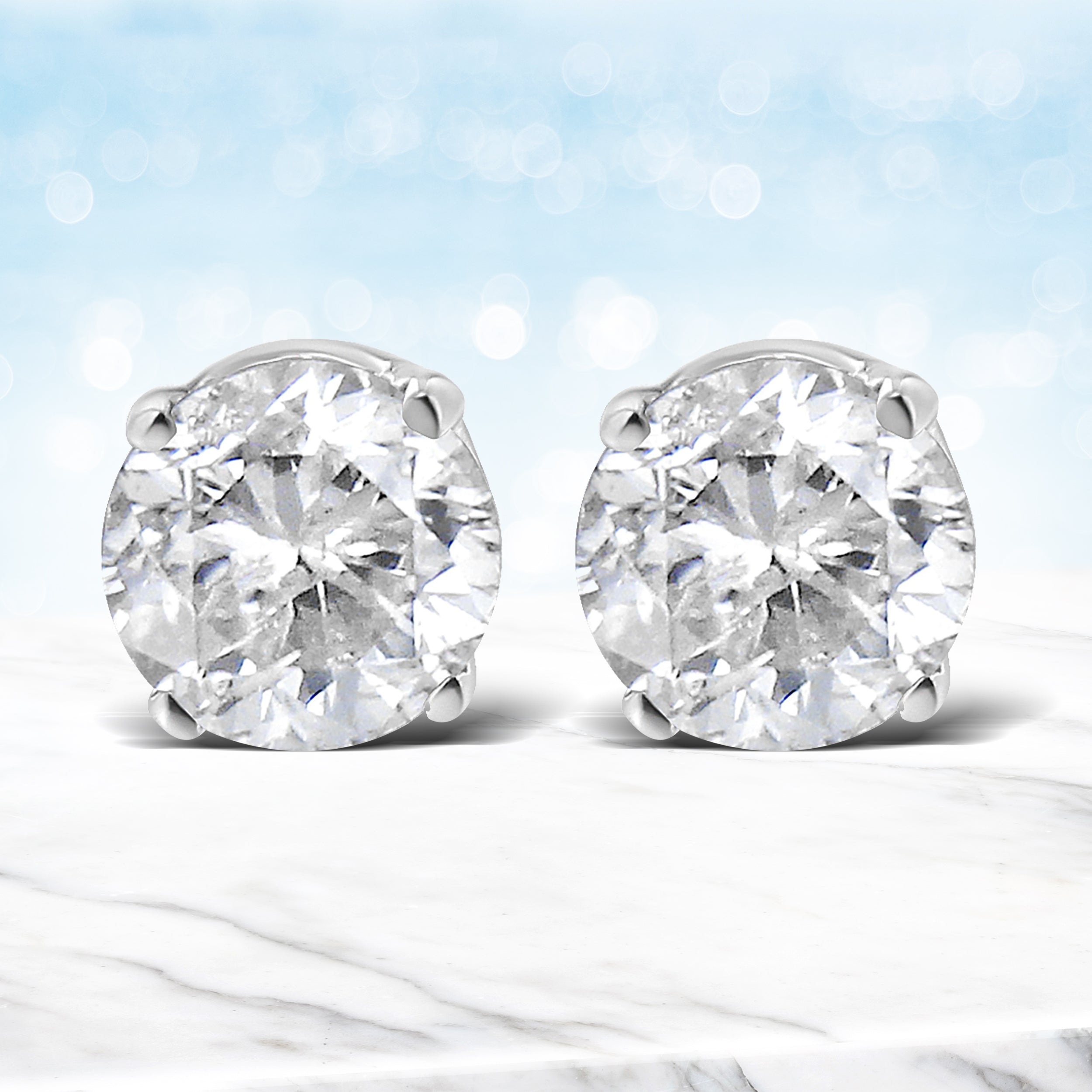 14K White Gold 5/8 Cttw Round Brilliant-Cut Lab Grown Diamond Classic 4-Prong Push back Stud Earrings (F-G Color, VS1-VS2 Clarity) by Bids.com