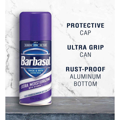 Barbasol Thick &amp; Rich Shave Cream Extra Moisturizing Vitamin E 7 Oz