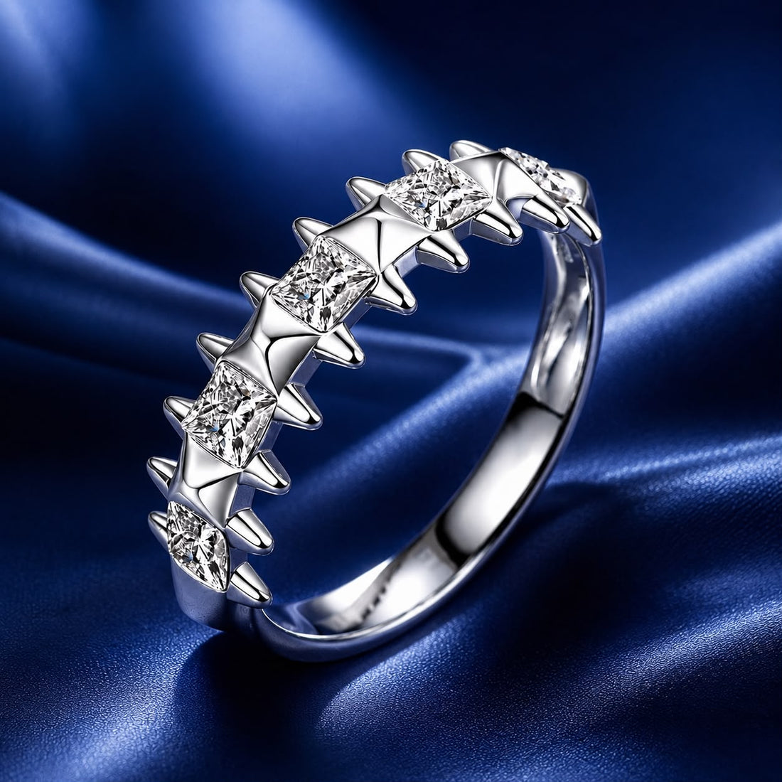 925 Sterling Silver 0.24cm White Gold Plated Ring with CZ for Women Size 6  DestGlow