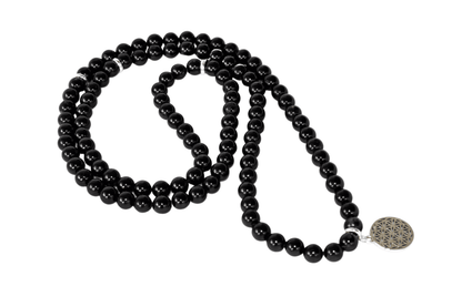 Black Tourmaline Beads Mala Bracelet, 108 Prayer Beads Necklace (Physical Ailments and Growth)  DestGlow
