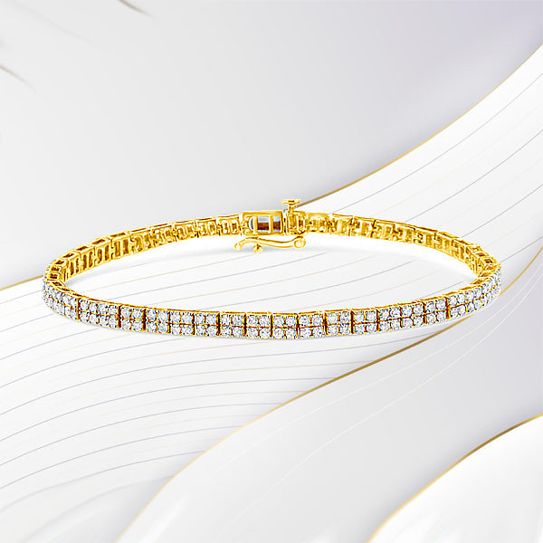 14K Yellow Gold Plated .925 Sterling Silver 3.0 Cttw Diamond Link Bracelet (K-L Color, I2-I3 Clarity) - 7.25" by Bids.com