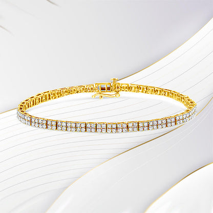 14K Yellow Gold Plated .925 Sterling Silver 3.0 Cttw Diamond Link Bracelet (K-L Color, I2-I3 Clarity) - 7.25" by Bids.com