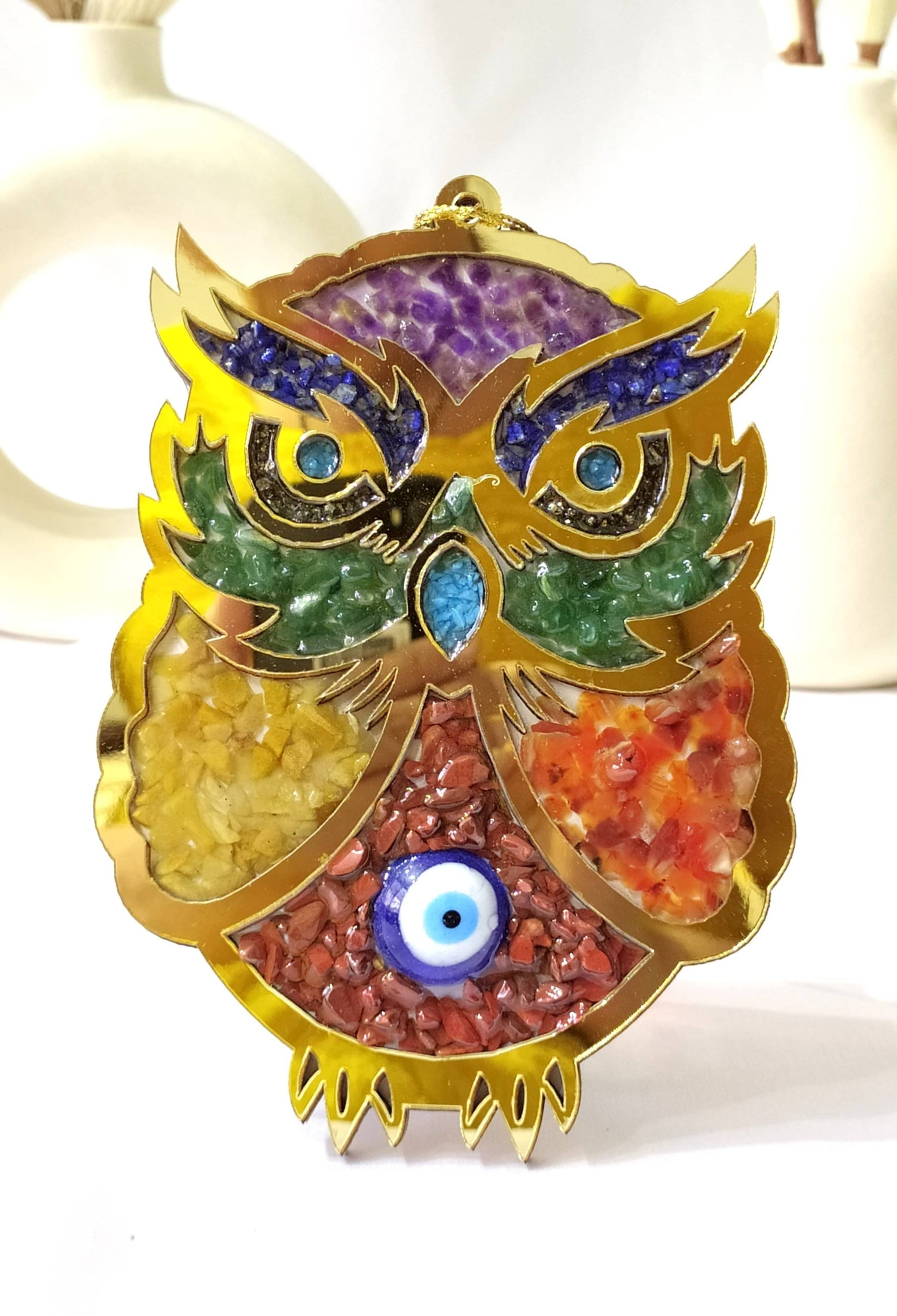 Owl Hanging, Home Protection Charm, Crystal Wall Hanging  DestGlow