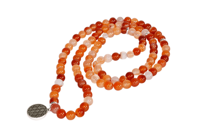 Carnelian Beads Mala Bracelet, 108 Prayer Beads Necklace (Vitality and Motivation)  DestGlow