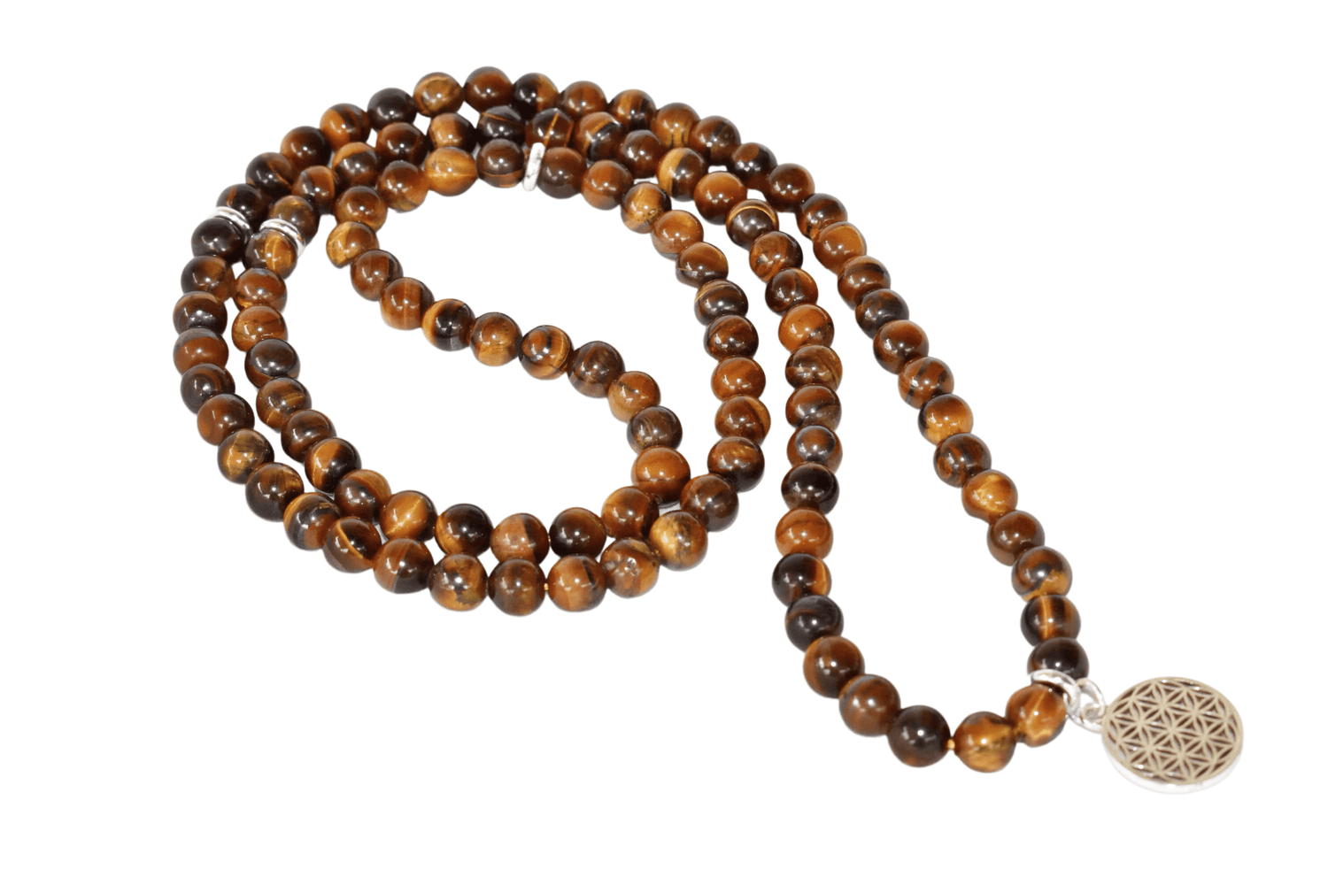 Tiger Eye Beads Mala Bracelet, 108 Prayer Beads Necklace (Protection and Inner Strength)  DestGlow