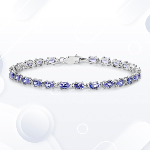 6.25 Carat Genuine Tanzanite .925 Sterling Silver Bracelet  DestGlow