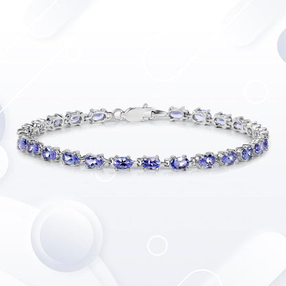 6.25 Carat Genuine Tanzanite .925 Sterling Silver Bracelet  DestGlow