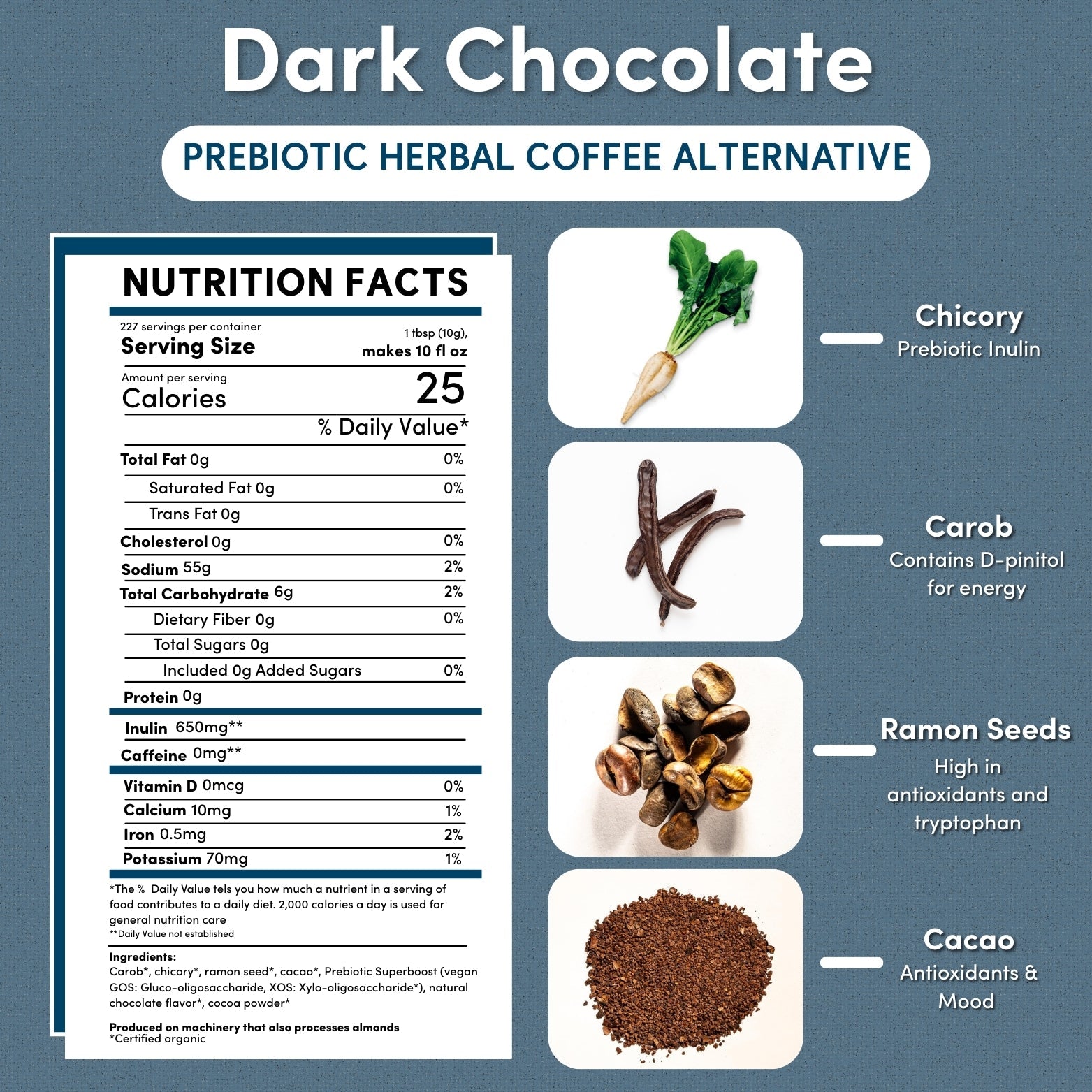 Dark Chocolate Prebiotic SuperBoost Herbal Coffee