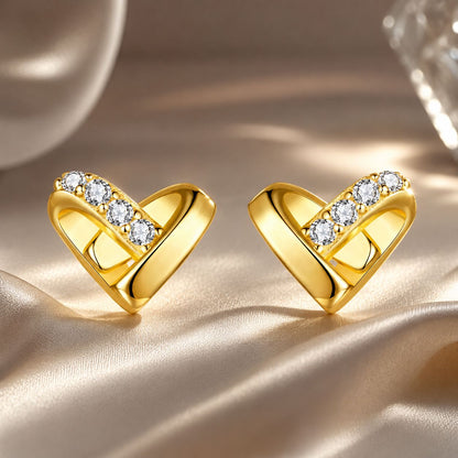 925 Sterling Silver Earrings with Pavé Setting CZ in Gold Plated  DestGlow