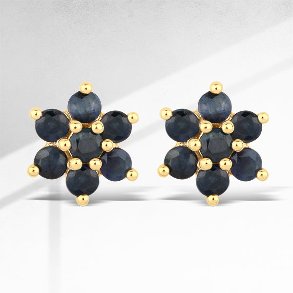 0.84 Carat Genuine Blue Sapphire 10K Yellow Gold Earrings  DestGlow
