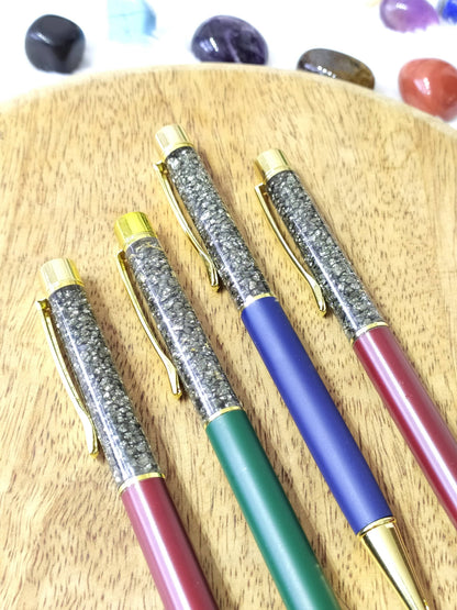 Pyrite Crystal Pen, Manifestation Pen, Healing Pen.  DestGlow
