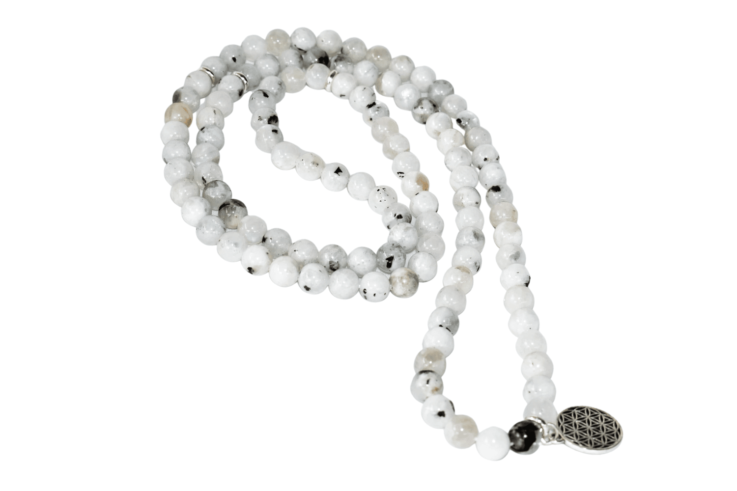 Rainbow Moonstone Beads Mala Bracelet, 108 Prayer Beads Necklace (Creativity and Compassion)  DestGlow