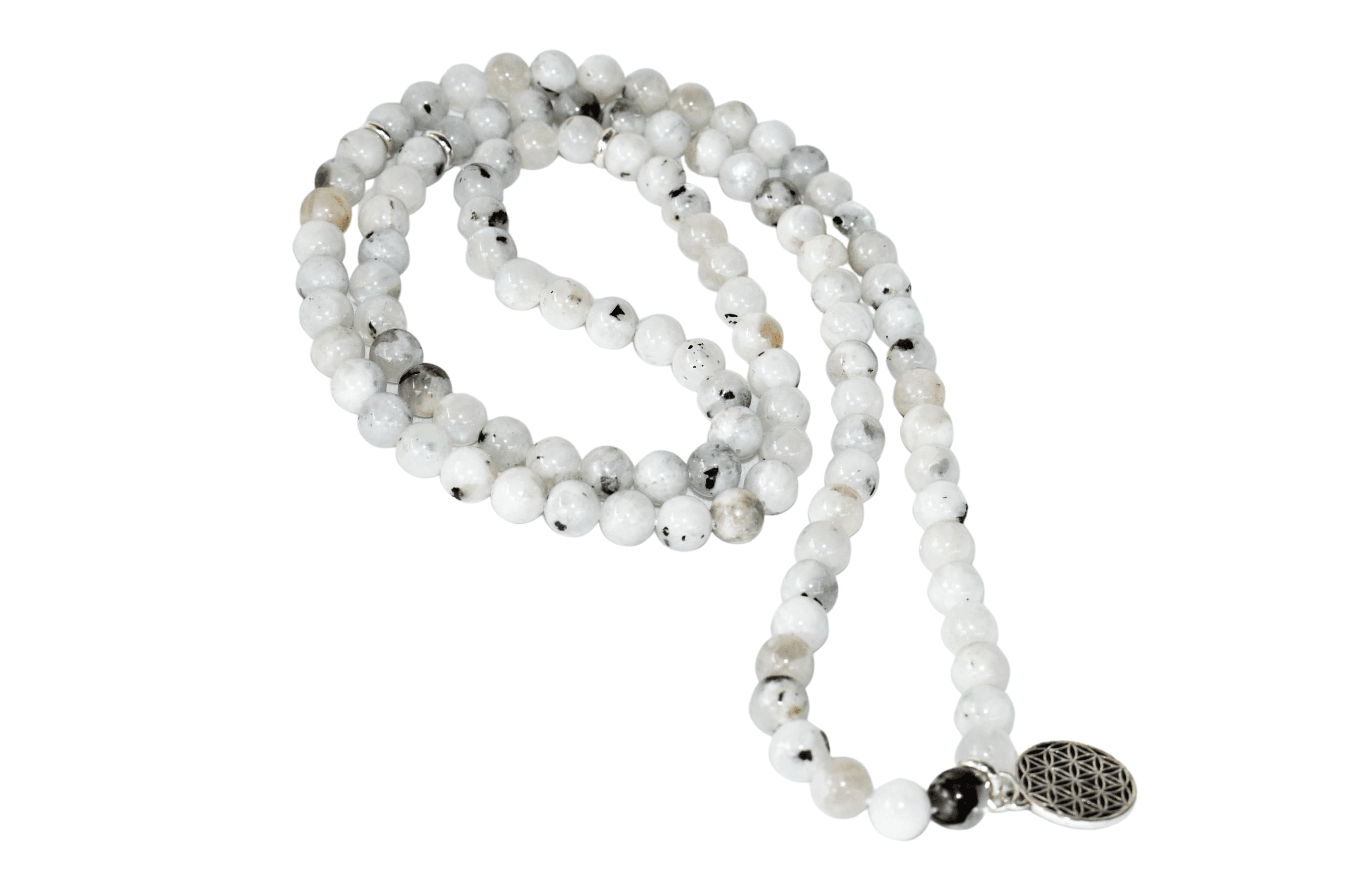 Rainbow Moonstone Beads Mala Bracelet, 108 Prayer Beads Necklace (Creativity and Compassion)  DestGlow