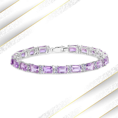 19.19 Carat Genuine Amethyst and Tanzanite .925 Sterling Silver Bracelet by Bids.com