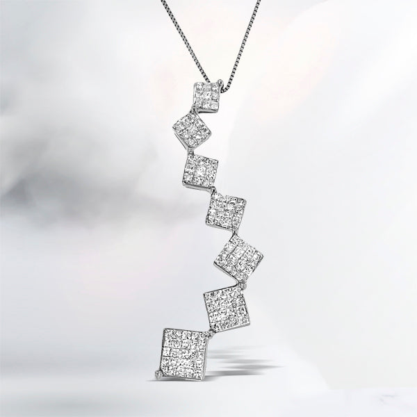 10K White Gold 1 cttw Diamond Snake Curved Pendant Necklace (H-I, I1-I2) by Bids.com