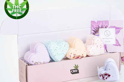 CBD -  5 Hearts Shaped Shower Steamers/ fizzies with CBD - in a Gift Box - Can be personalized. (THC free)