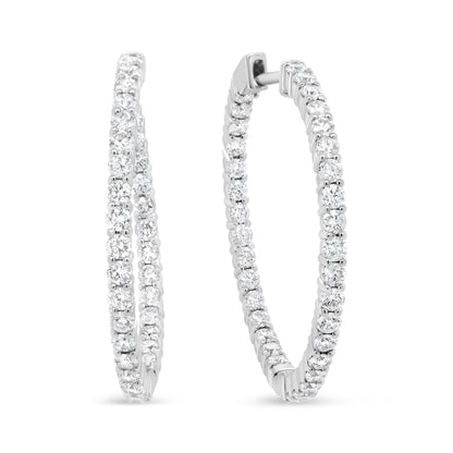 18K White Gold 3 5/8 Cttw Round Diamond Curved Inside-Outside Hoop Earrings (F-G Color, VS1-VS2 Clarity) by Bids.com