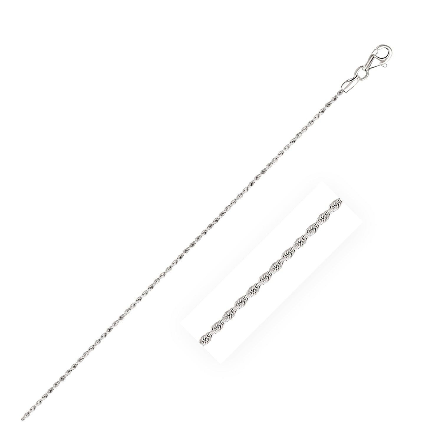 14k White Gold Solid Diamond Cut Rope Bracelet 1.5mm by Bids.com