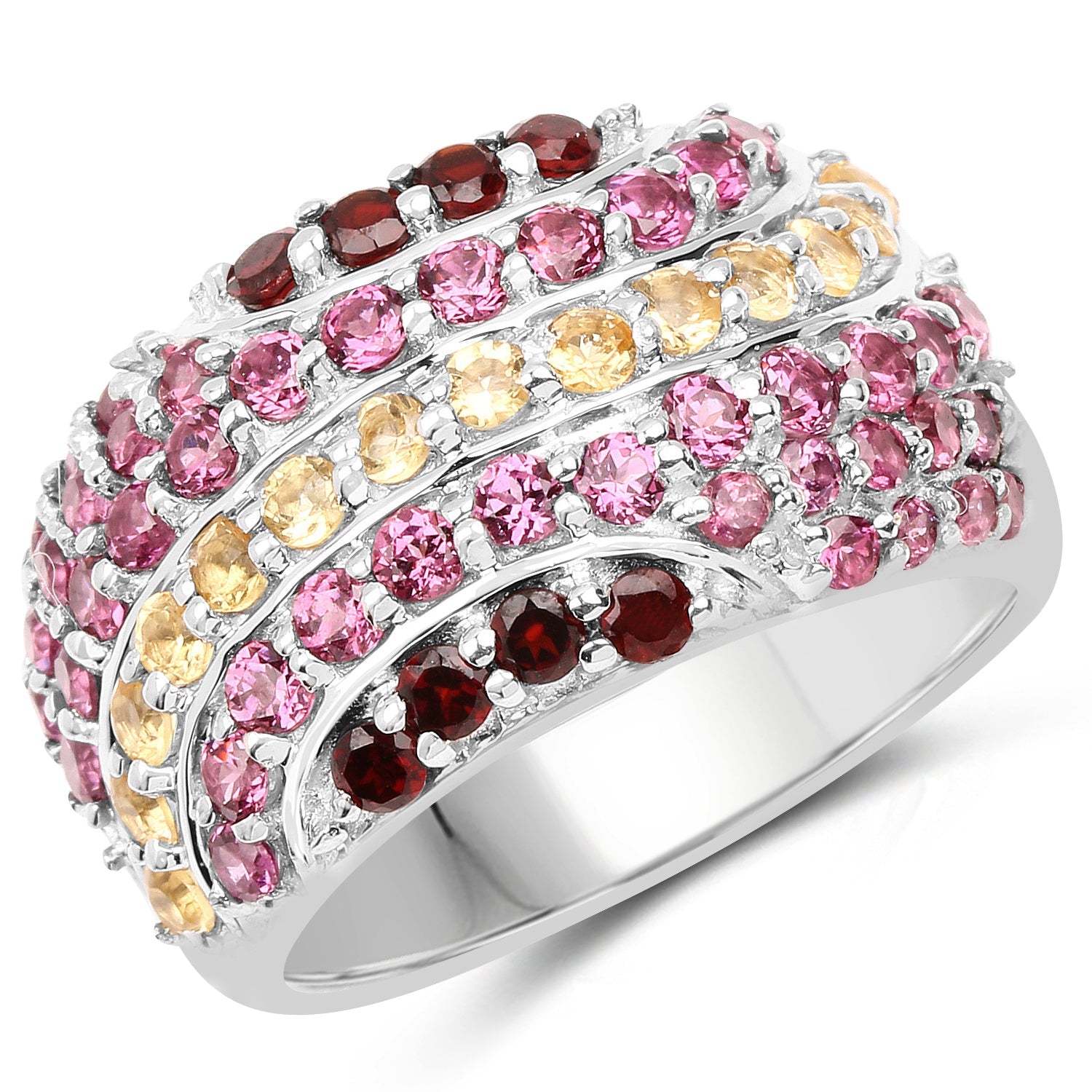 2.35 Carat Genuine Multi Stone .925 Sterling Silver Ring by Bids.com