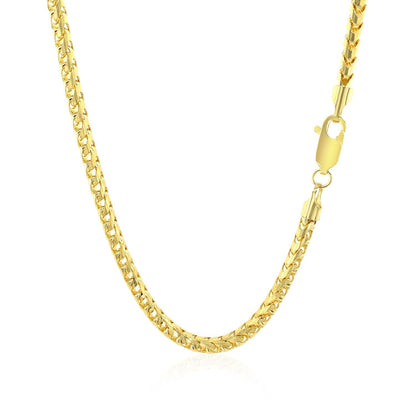 3.1mm 14k Yellow Solid Gold Diamond Cut Round Franco Chain by Bids.com