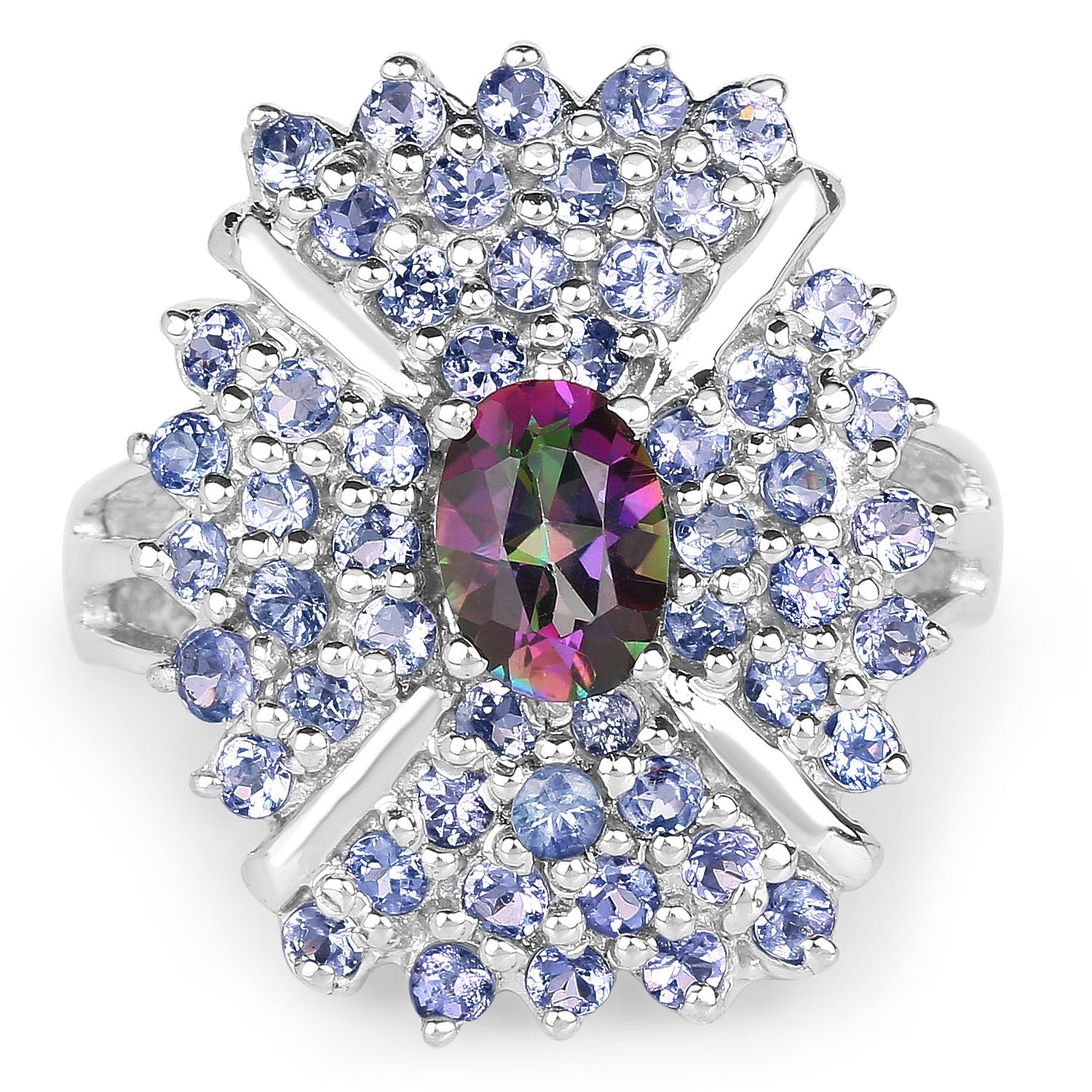 2.86 Carat Genuine Mystic Topaz and Tanzanite .925 Sterling Silver Ring by Bids.com