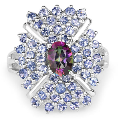 2.86 Carat Genuine Mystic Topaz and Tanzanite .925 Sterling Silver Ring by Bids.com