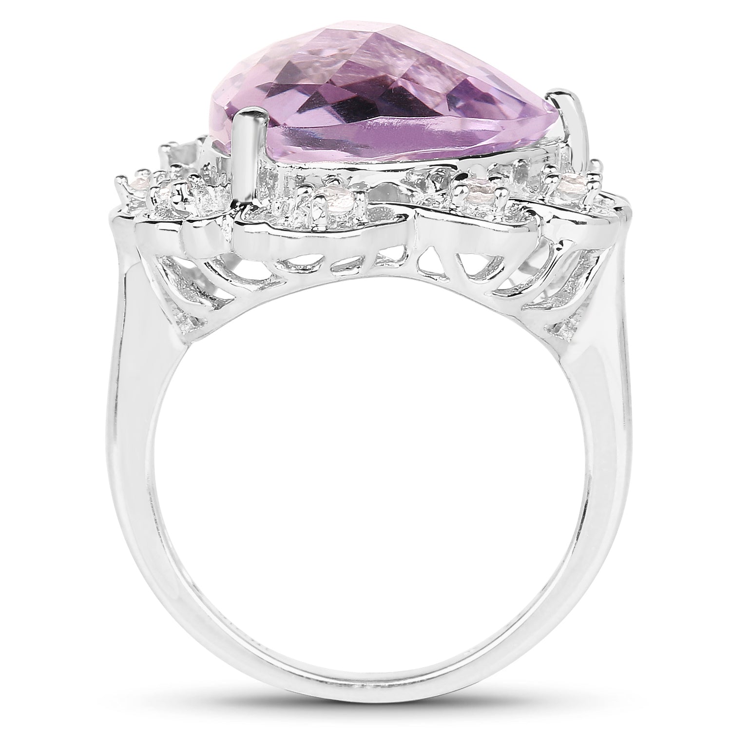 8.86 Carat Genuine Amethyst and White Zircon .925 Sterling Silver Ring by Bids.com