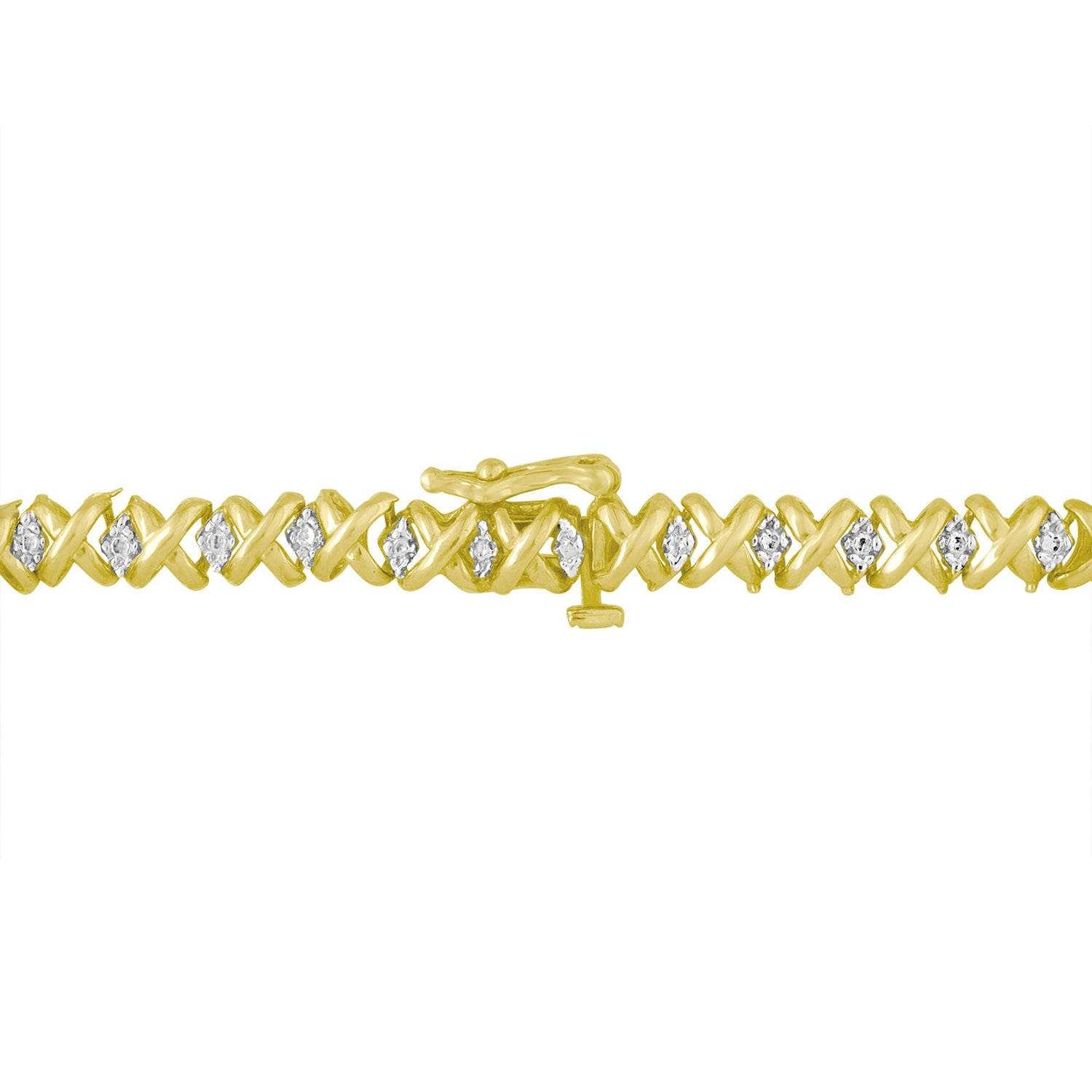 10K Yellow Gold 4 cttw Brilliant Round-Cut Diamond Graduating Riviera Statement Necklace (H-I Color, I2-I3 Clarity) by Bids.com