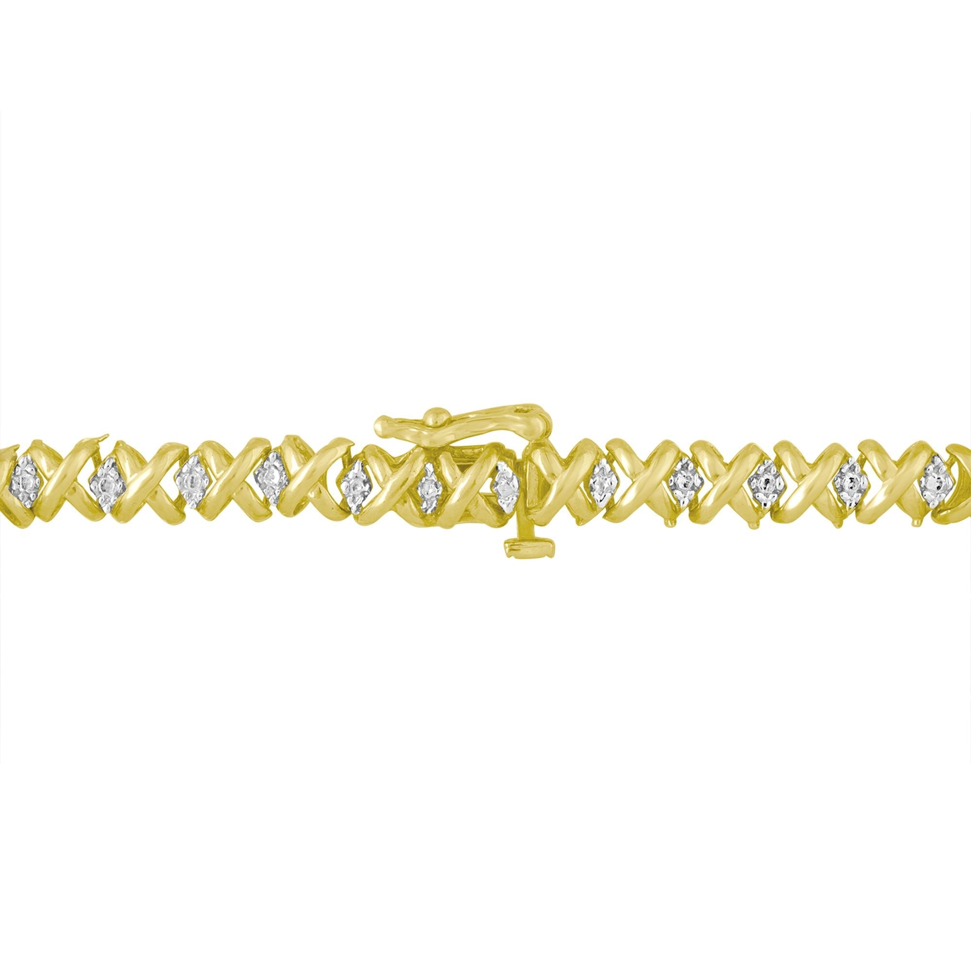 10K Yellow Gold 4 cttw Brilliant Round-Cut Diamond Graduating Riviera Statement Necklace (H-I Color, I2-I3 Clarity) by Bids.com