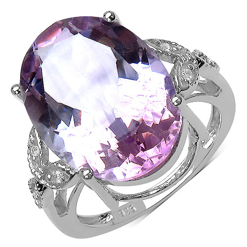 10.50 Carat Genuine Amethyst &amp; White Topaz .925 Sterling Silver Ring by Bids.com