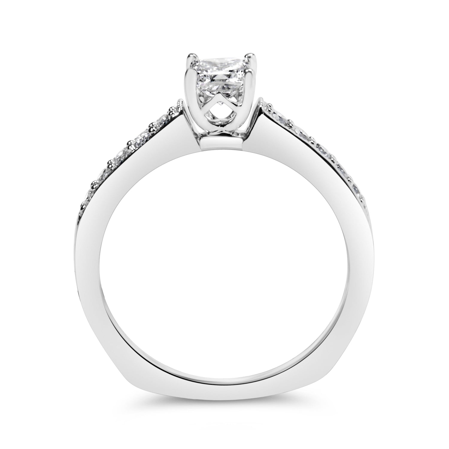 14K White Gold Diamond 1/2 Cttw Princess Cut Diamond Engagement Ring (G-H Color, VS2-SI1 Clarity) - Size 7 by Bids.com