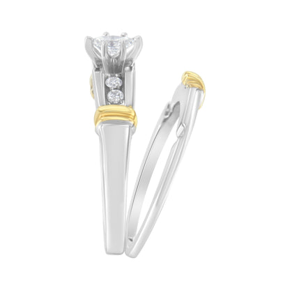 14K Yellow and White Gold 1/3 Cttw Marquise Diamond Cocktail Engagement Ring Set (H-I Color, SI1-SI2 Clarity) - Size 7 by Bids.com