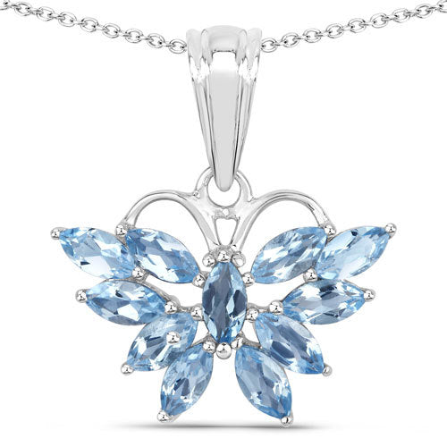 1.76 Carat Genuine Swiss Blue Topaz .925 Sterling Silver Pendant by Bids.com